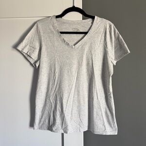 Time and Tru V Neck Tee Gray